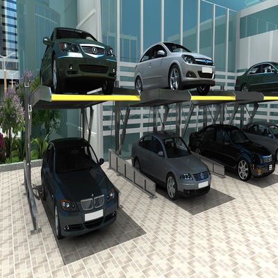 Vertical Double Decker Parking System Steel Two Post Parking Lift