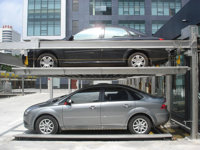 Two Post Double Decker Parking System Vertical Vhicles Storage Lift