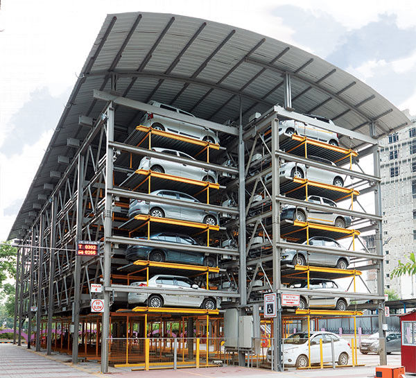 Easy To Operate Push Button Control Elevated Car Parking System Steel Structure