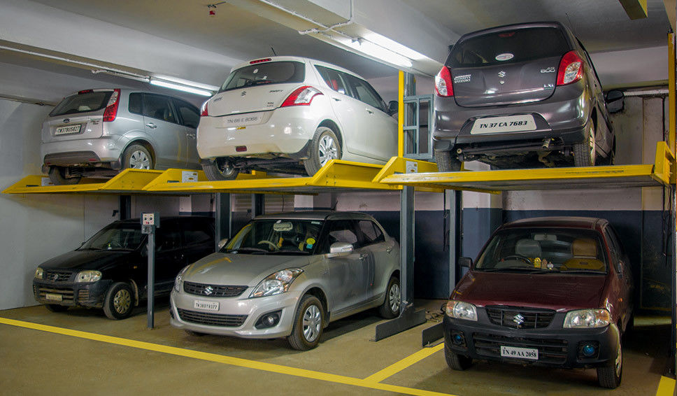 Garage Hydraulic Car Parking System Two Levels 2 Post Vehicle Lift